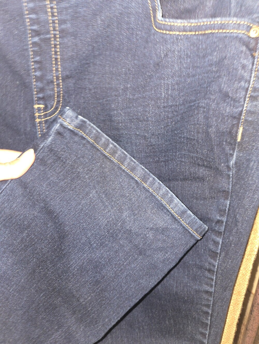 Dark Wash Straight Leg Jeans Elastic Waist Stretch Denim 12L - Picture 9 of 12